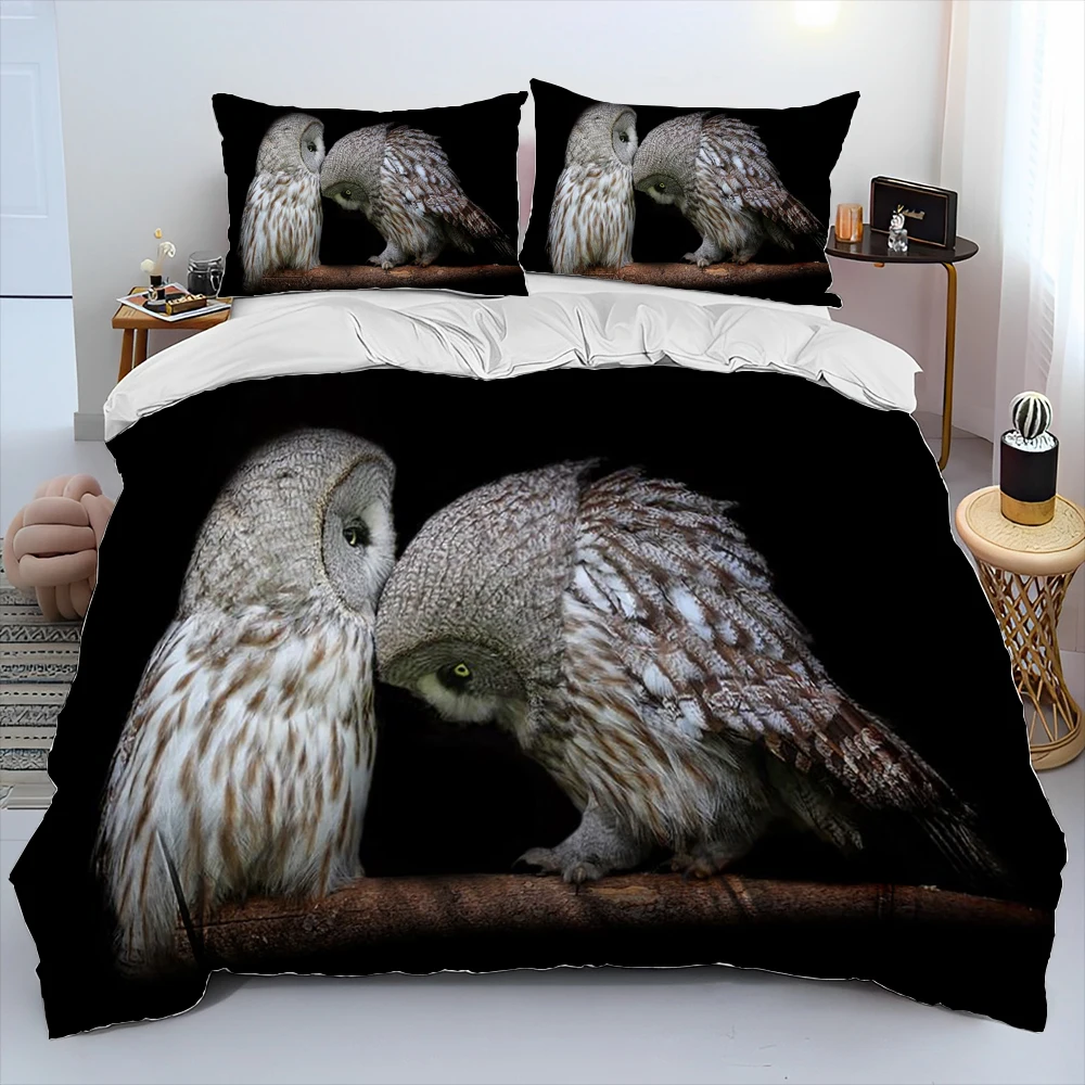 

Cute Owl 3D Birds Cartoon Comforter Bedding Set,Duvet Cover Bed Set Quilt Cover Pillowcase,King Queen Size Bedding Set Adult Kid