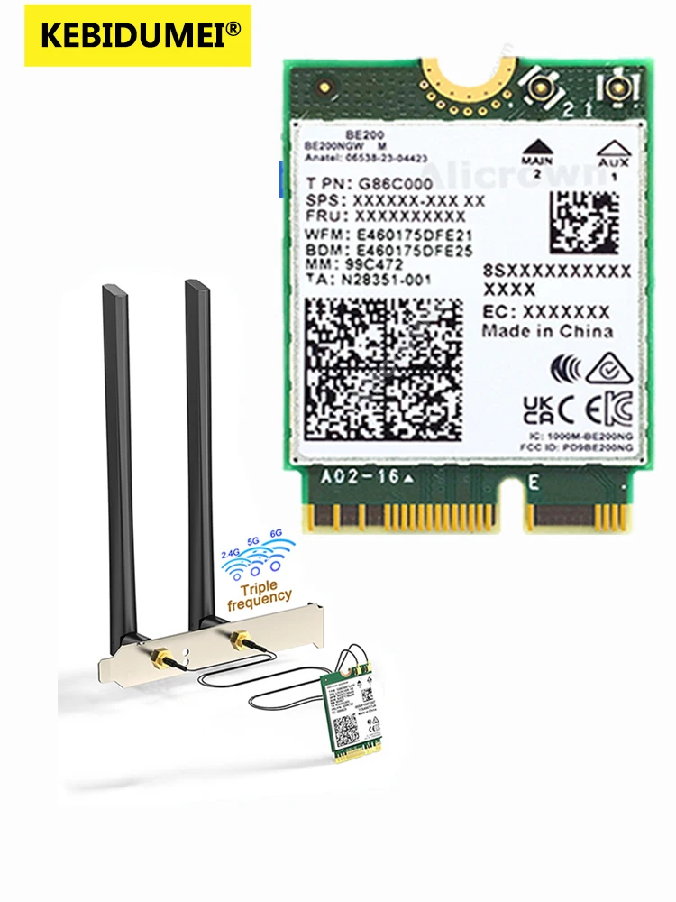 WiFi 7 BE200 Bluetooth 5.4 Wifi Card Tri Band 2.4G/5G/6GHz Wireless Network Adap