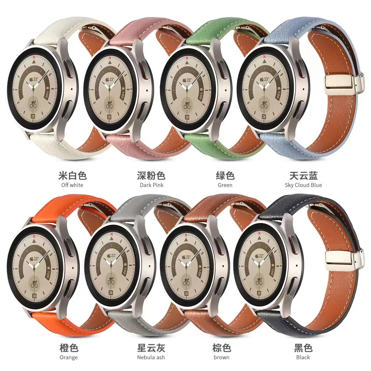 22mm 20mm Leather strap For Samsung Galaxy Watch 6/4/5/5 Pro Classic Huawei watch 4/3/GT3 Magnetic Band Amazfit GTR/GTS 4 Correa