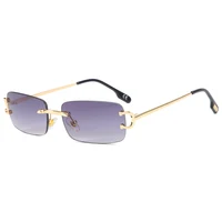 2024 Lunettes De soleil sans monture en métal Vintage cadre carré femmes lunettes De soleil marque De luxe Design lunettes De soleil femmes miroir Gafas De Sol 5