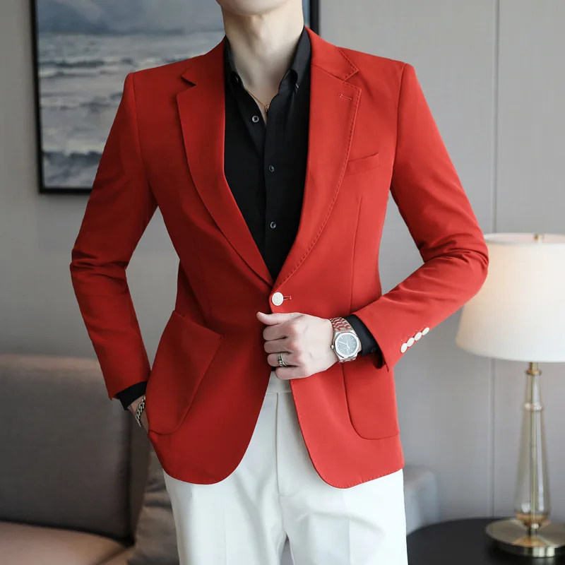 

2022 spring youth men's small suit British style solid color slim single-breasted suit jacket men's single west men jacket