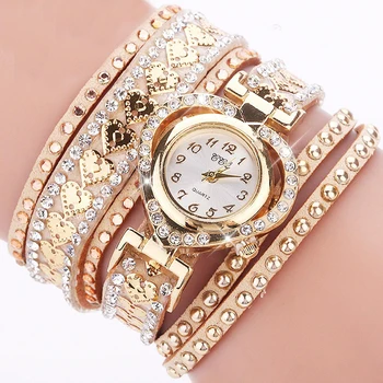 Moda strass coração dial feminino relógios longo veludo banda relógio de pulso 1