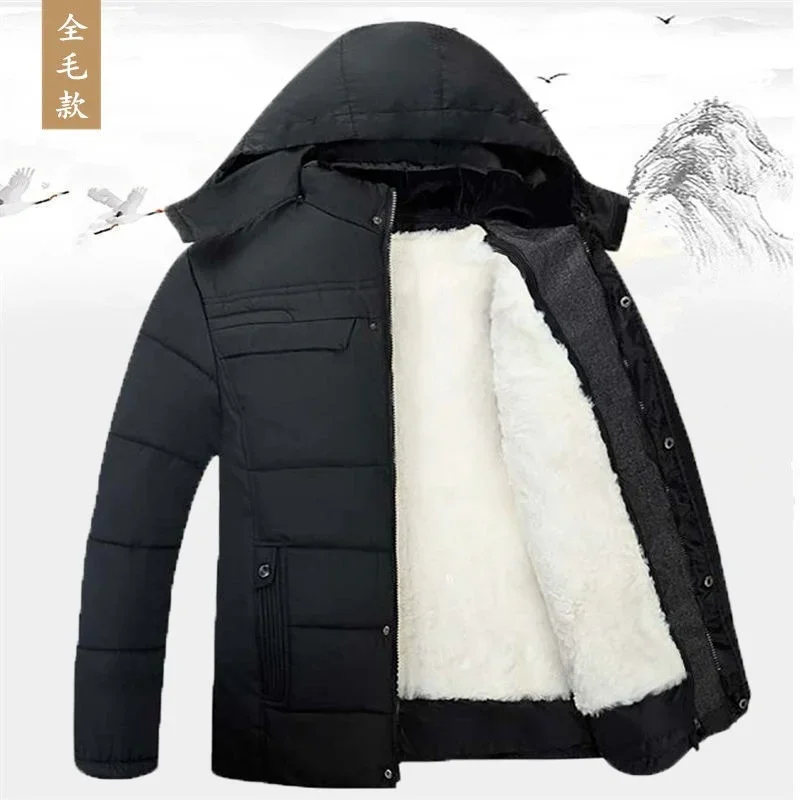 Men's Warm Winter Jacket Sheepskin Jacket Genuine Leather Warm Middle-aged and Elderly Wool Lamb Inner Jacket