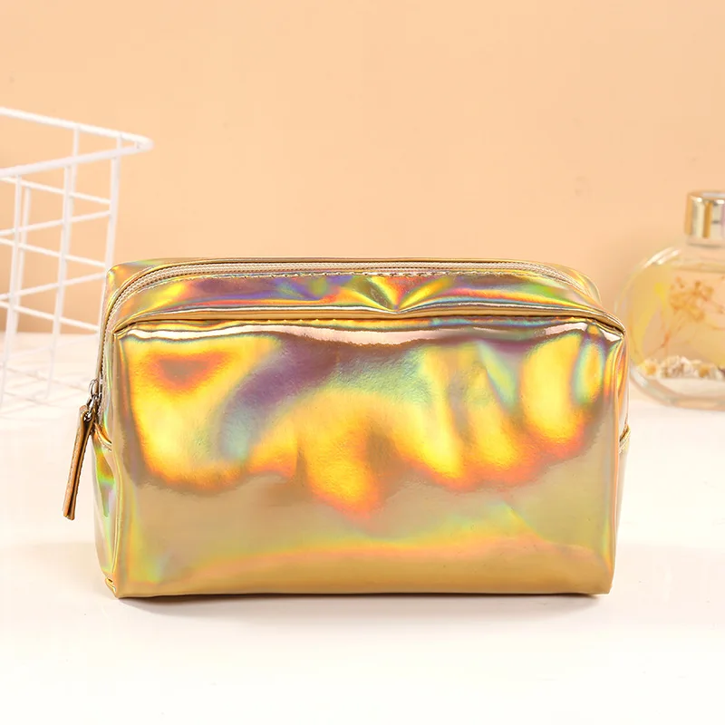 New Solid Color Laser Cosmetic Bag Ins Wind Portable Wash Storage Bag Makeup Gift Bag Makeup Pouch Travel Cosmetic Organizer 4