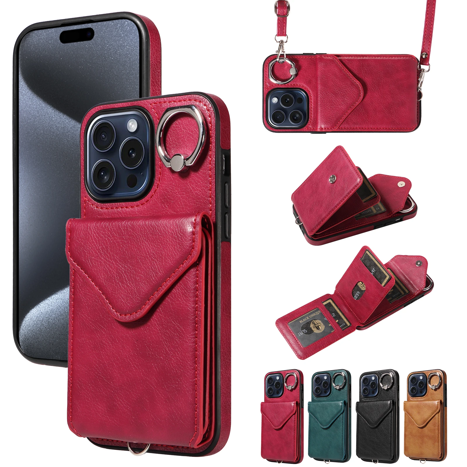 

Кожаный чехол-кошелек для iPhone 15 Pro Max 13 12 11 14 Plus XR X XS 7 8 SE 2022