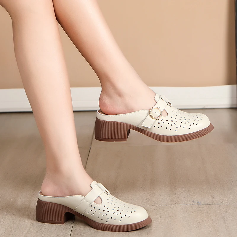 صنادل نسائية لصيف 2025 صنادل جلدية أصلية مريحة بكع...