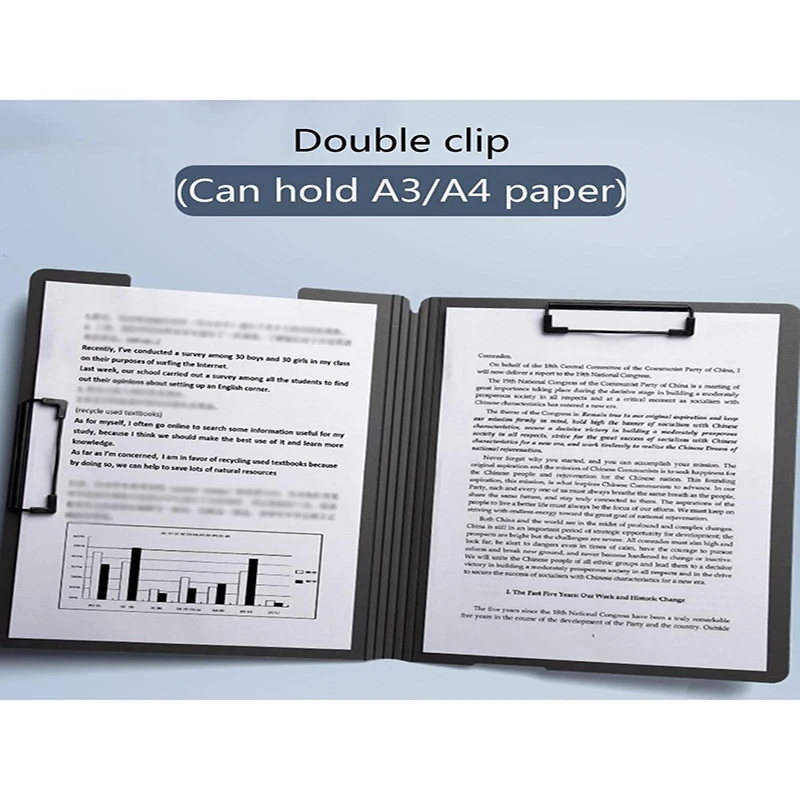 File Folders Bview Art 1Pcs Waterproof Fold With Double Clips Clipboard A4/A3 File Cover Folder Write Draw Pad Clip Organizer Office Supplies