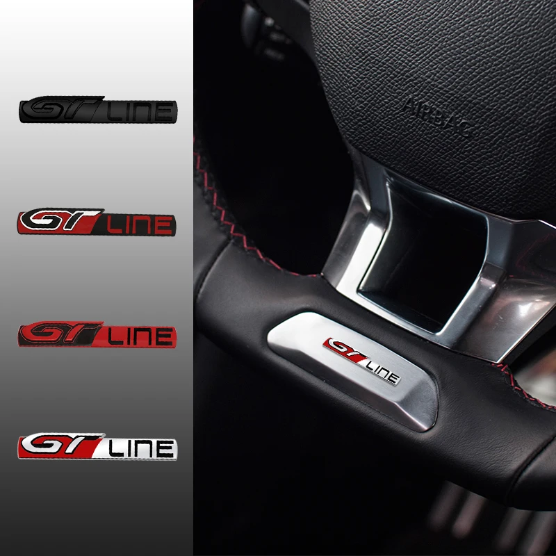 Auto Metal Gt Line Emblem Decor 3D Volante Center Console Car Interior Sticker Per Peugeot 206 208 301 308 Rcz 2008 5008