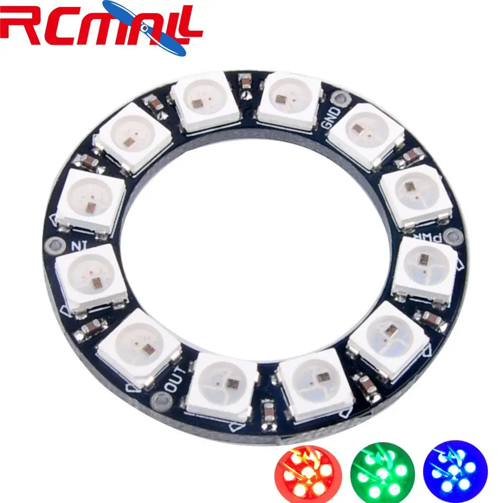 12 Bits 12 X WS2812B 5050 RGB LED Ring Lamp Light with Integrated Drivers DIY rgb led tape 5050 strip pc gaming dream ws2812b christma decor ip20 ip65 headbands light 5050 5 30m lights room festoon rgbic 12