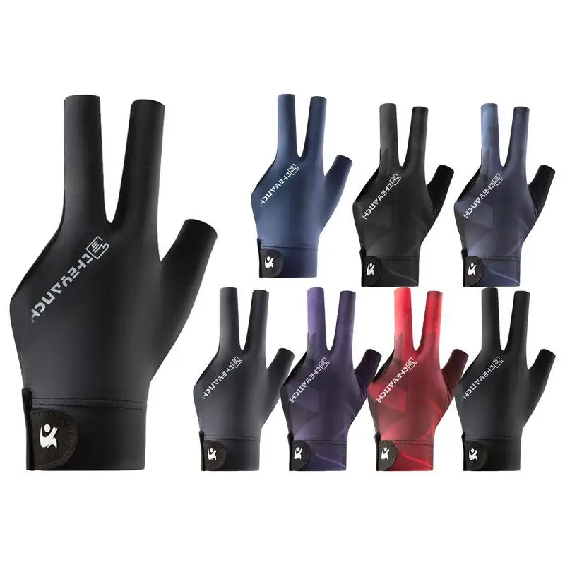 Left Hand Three Finger Billiards Glove Non Slip Stickers Elasticity Training Gloves Accessories