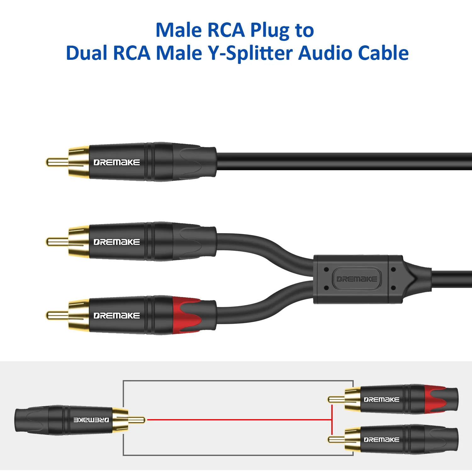 GC M0059: Cable De Audio, Conector Jack De 3,5 Mm A 2 RCA, 2 M En