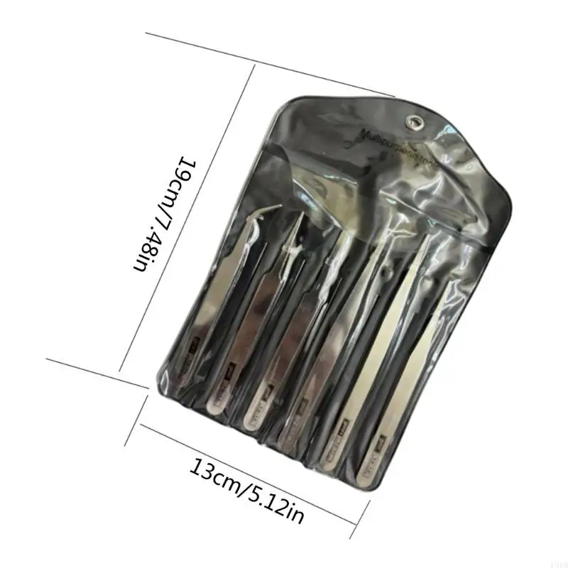 6Piece Stainless Steel Tweezers Set Bent Straight Tweezers Multiple Purpose For Precise Handling In Diversed Fields