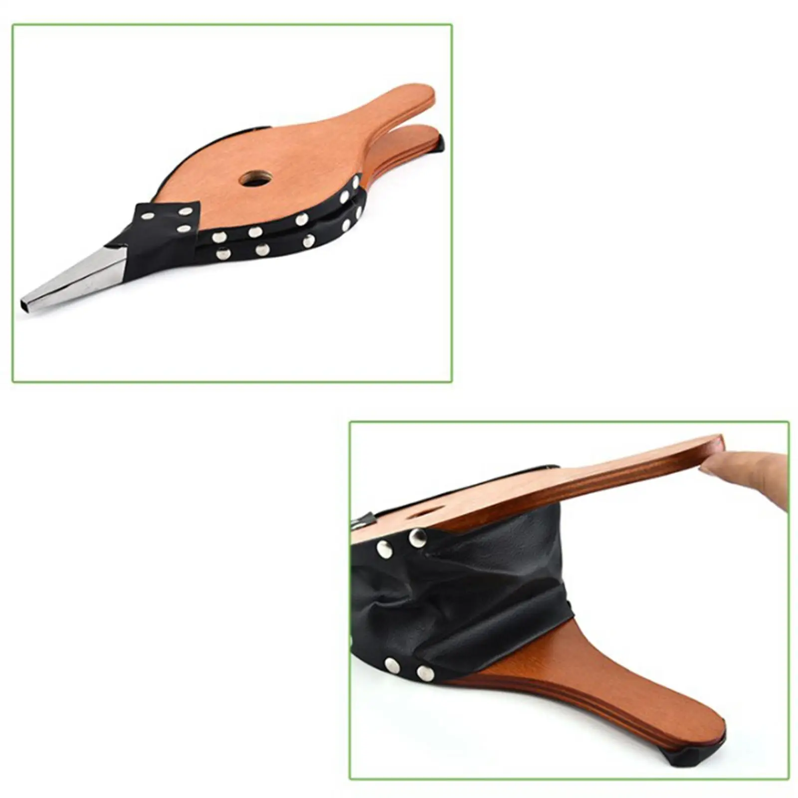 Stove Fan Outdoor Barbecue Tool Leather Tiger Fireplace Blower Manual Wooden Chulisia Handheld Bellows for BBQ Grill Fireplace Decorative