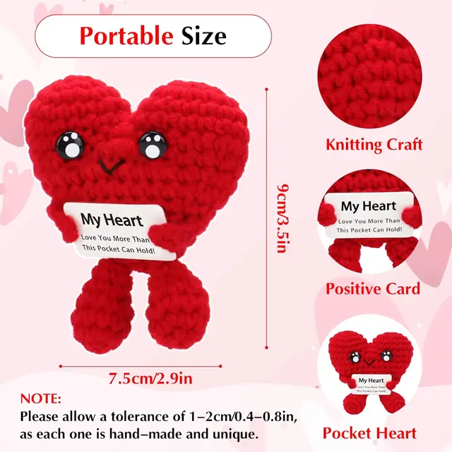 Funny Handmade Crochet Heart Doll Valentine's Day Mother's Day Birthday & More Desktop Ornament Home Decor 2