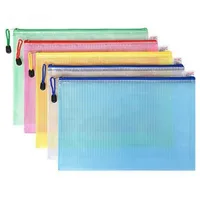 5PCS/10PCS/20PCS Transparent File Bags Pvc Grid Zipper Bags A4 A5 Document Bags Grid Bags 2