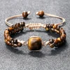 Double Row Natural Stone Braided Bracelet For Men Women Charm Tiger Eye Beads Adjustable Bangle Fashion Male Energy Jewelry Gift
