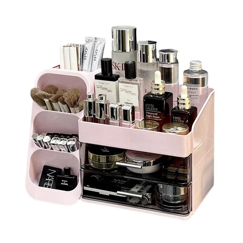 Desktop cosmetics storage box, compartmentalized drawers, high-end makeup brush bucket, dressing t 5