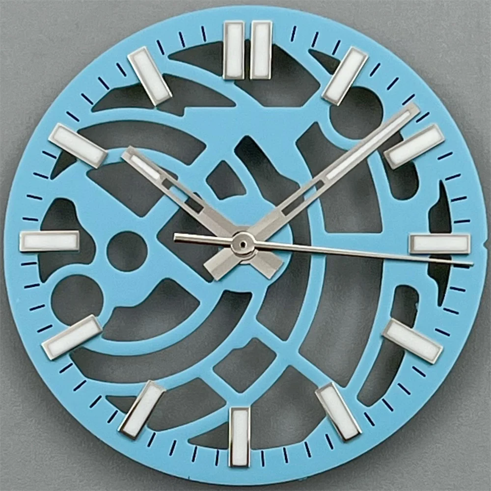 NH70 NH72 볼로우 아웃 시계 다이얼 및 핸드 세트, 블랙 화이트 그린 블루, 그린 야광, NH70 NH72 MOVT, 29mm