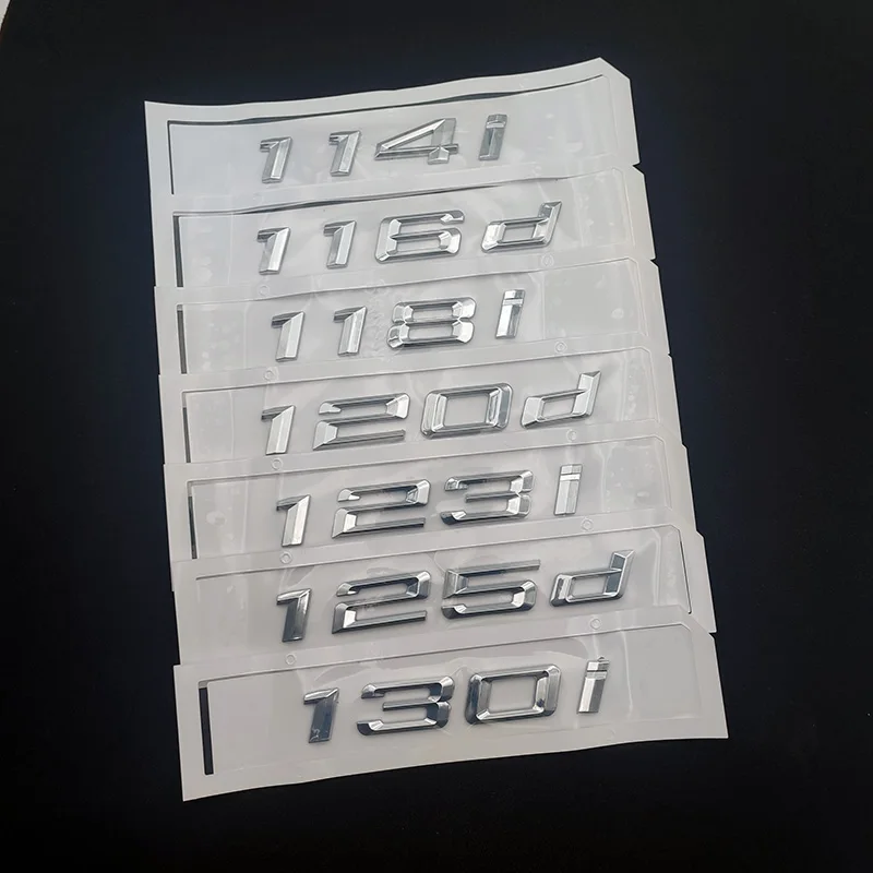 Autocollant Lettres 3D "120i" Pour BMW - Noir Brillant, ABS, Dimensions 138x22 Mm