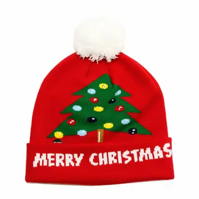 Festive Flashing LED Light-Up Christmas Hat - Snowman Winter Warm Knit Cap