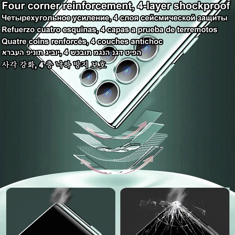 Étuis de téléphone silicone peinture angle droit plaqué pour apple magsafe coque Samsung Galaxy S21 S23 Fe S22 Plus S24 Ultra luxe protection de l'appareil photo en 4k verre magnétique sans fil – Image 4