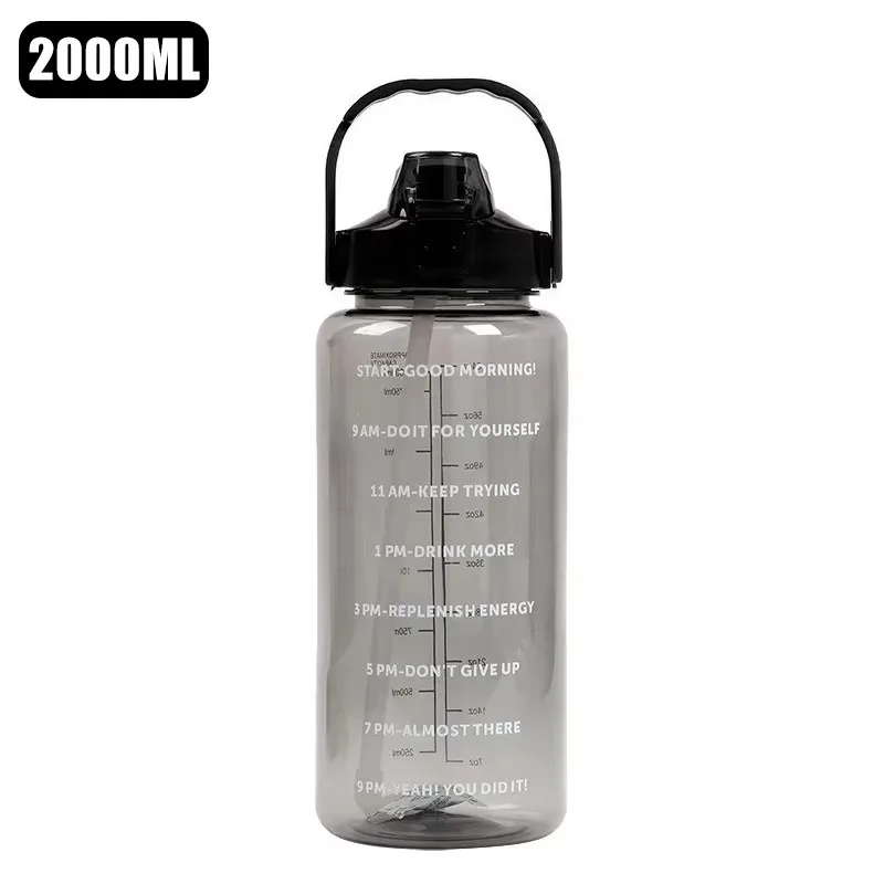 2-Liter Leakproof Hydration Motivation Sports Bottle