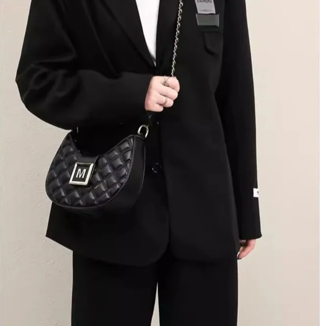 Advanced feeling for women 2024 new fashion Lingge single shoulder underarm versatile niche texture chain crossbody bag_voghion.com