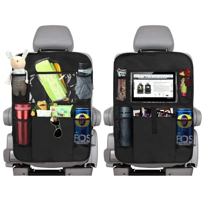 Car Backseat Organizer with Touch Screen Tablet Holder Auto Storage Pockets Cover Car Seat Back Protectors for Trip Kids Travel car phone holder