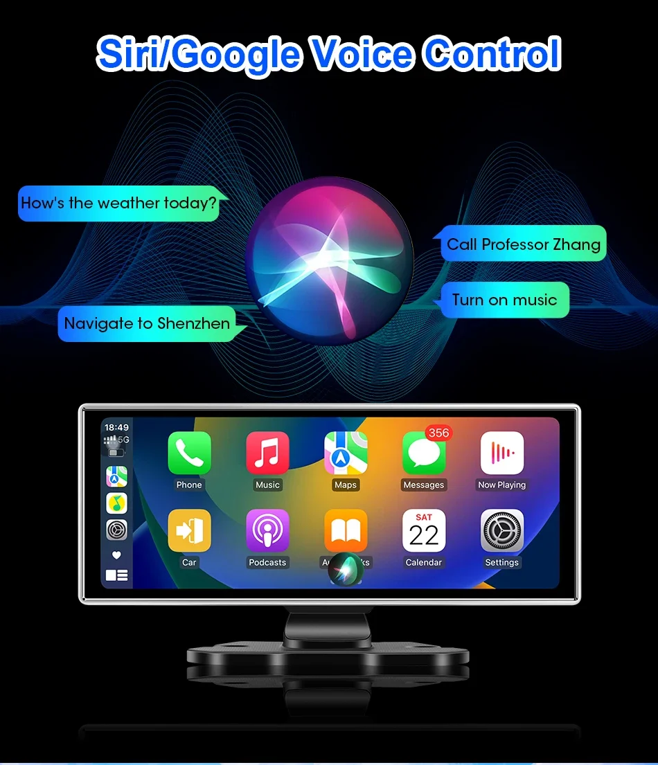 Srnubi 11,26 Zoll Dash Cam 4K Auto DVR Rückspiegel Carplay Android Auto Navigation Player Dual Objektiv Recorder Dashboard wifi FM AUX – Detail 15