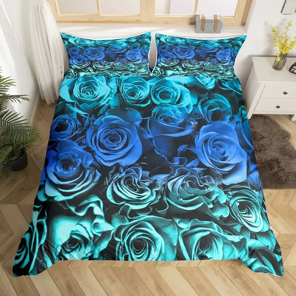 Rose Duvet Cover Bedding Set Full Queen For Boys Girls Gifts Bedroom Microfiber Comforter Cover With Pillowcases