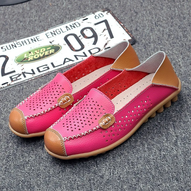 Women flat shoes 2022 new fashion ballet summer flower print women shoes genuine leathe loafers ladies flats shoes woman 