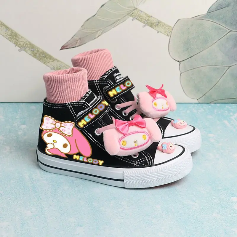 

Kawaii Cute Sanrio Mymelody Kuromi Children's Shoes Canvas Shoe Little White Shoes Casual Versatile Children's Christmas Gifts