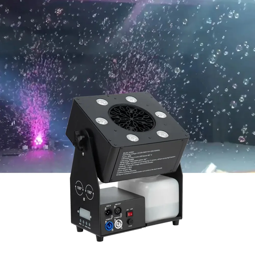Mini LED 6x4W RGBW Bubble Machine Concert Party Stage Machine  Bubble Machine DM