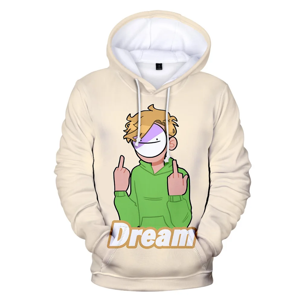 Dream Smp Kids Hoodie for Boys Girls Green DreamWasTaken Cosplay Children Cartoon Sweatshirts Dream Merch Graphic Pullovers Tops