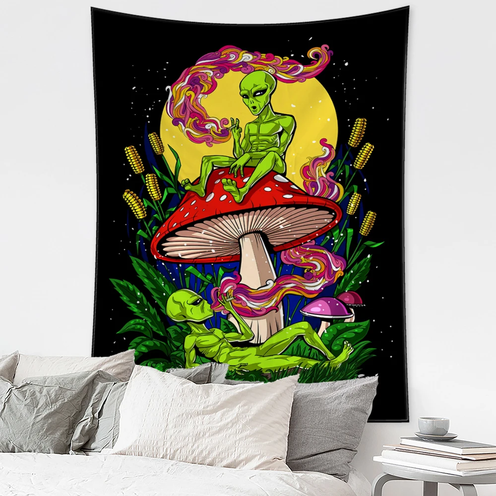 Tapestry Alien Mandala Hippie Psychedelic Art Mushroom Eye Wall Hanging Living Room Home Dorm Decor Cloth