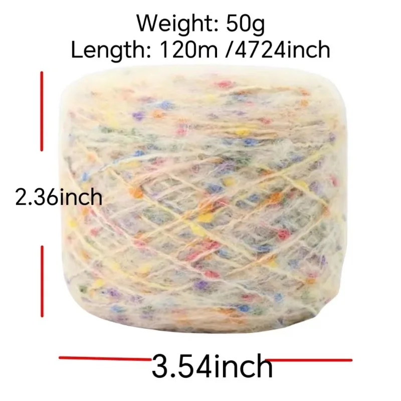 Rainbow Sugar Mohair Yarn Ball Without Tying Crochet, Hand Woven High-end Sweater, Scarf, Bag, Colorful Ball Thread 50g 6
