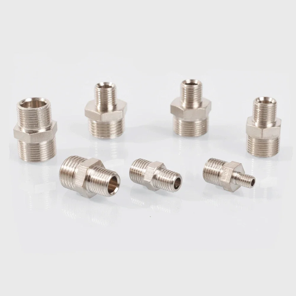 M8 M10 M12 M14 M16 M18 M20 Metric x 1/8" 1/4" 3/8" 1/2" BSP Male Nickel Plated Brass Hex Nipple Pipe Fitting Connector Coupler
