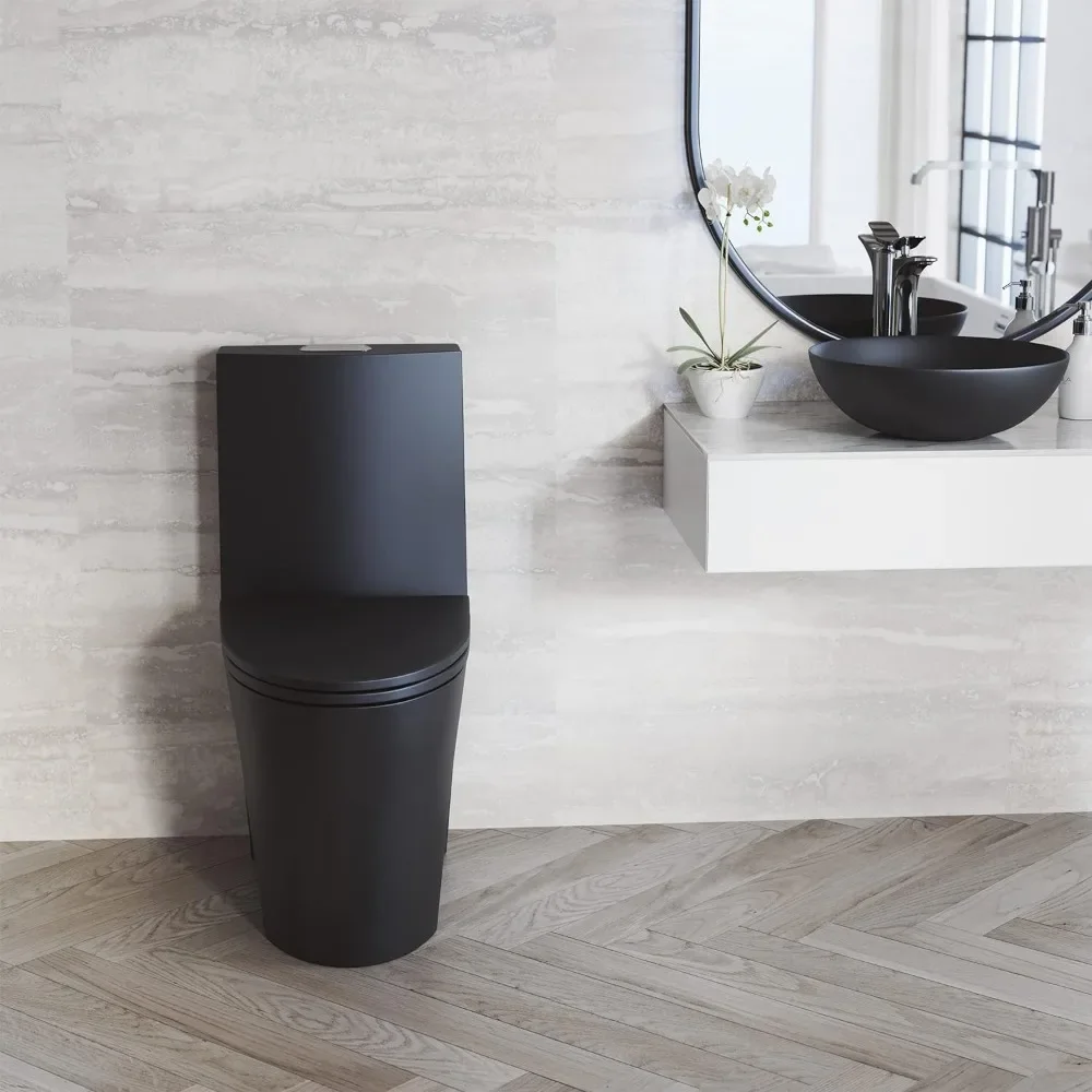 Folding Toilet Matte Black Toilets SM-1T254MB St. Tropez One Piece Toilet 26.6 X 15 X 31 Inches Bathroom Items Cleaning Parts 5