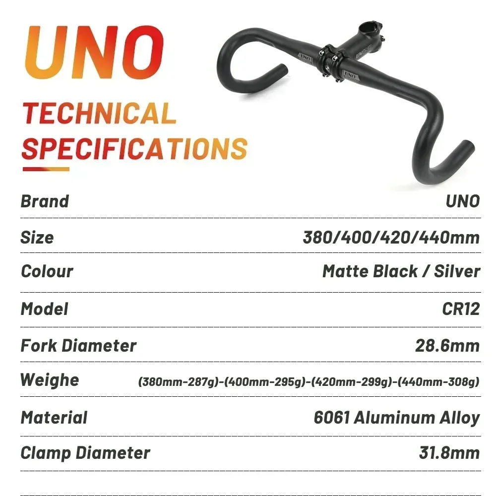 UNO Aluminum Alloy Racing Road Bicycle Handlebar Bent Bar 25.4/31.8mm 360/380/400/420/440MM Bicycle Accessories bicycle accessories,bicycle handlebar