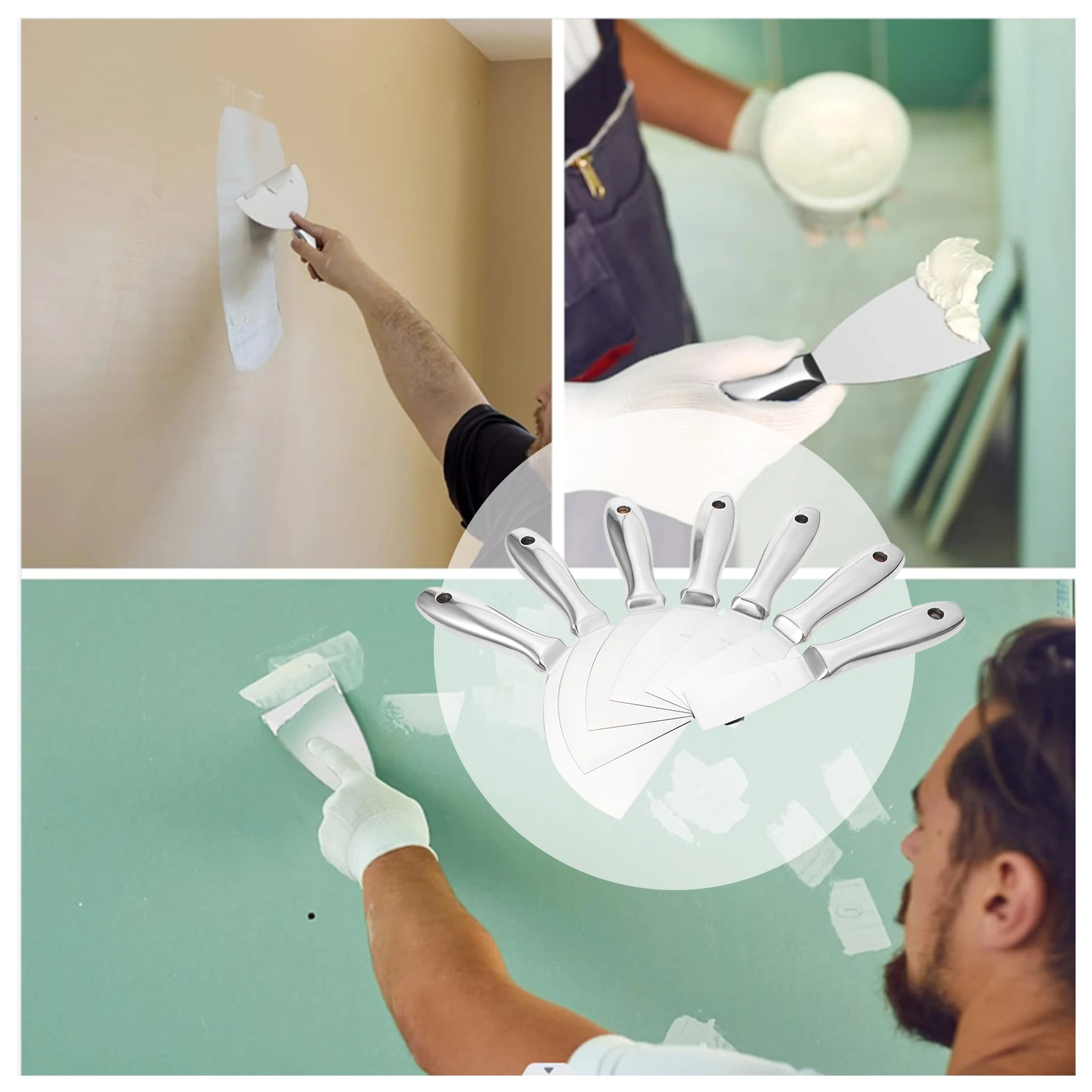 PENGGONG Putty Knife Set 1.5/2/3/4/5/6/8 inch Scraper Spackle Knife Paint Scrape