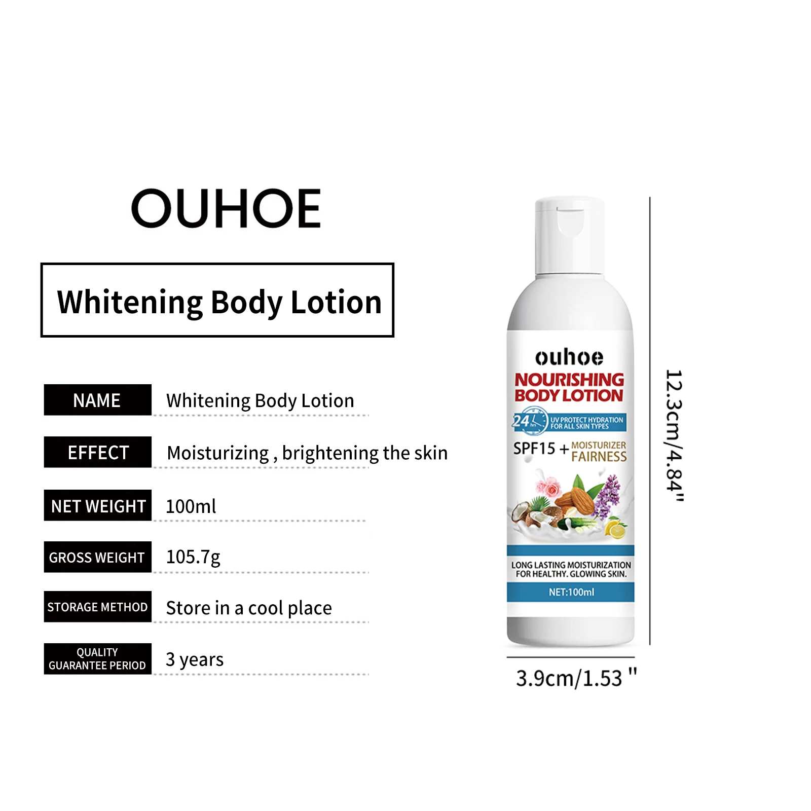 Aufhellende Körperlotion, entfernt Melanin, hellt raue, gelbe, trockene Haut auf, macht sie glatt, befeuchtet dunkle Flecken und erhellt die Arme._voghion.com