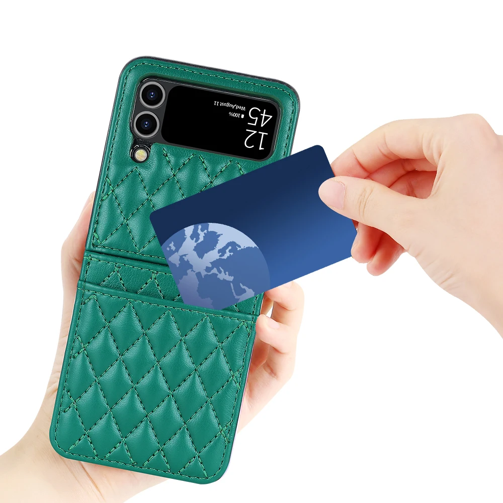 Luxurious Green PU Leather Phone Case with Wrist Strap and Card Slot