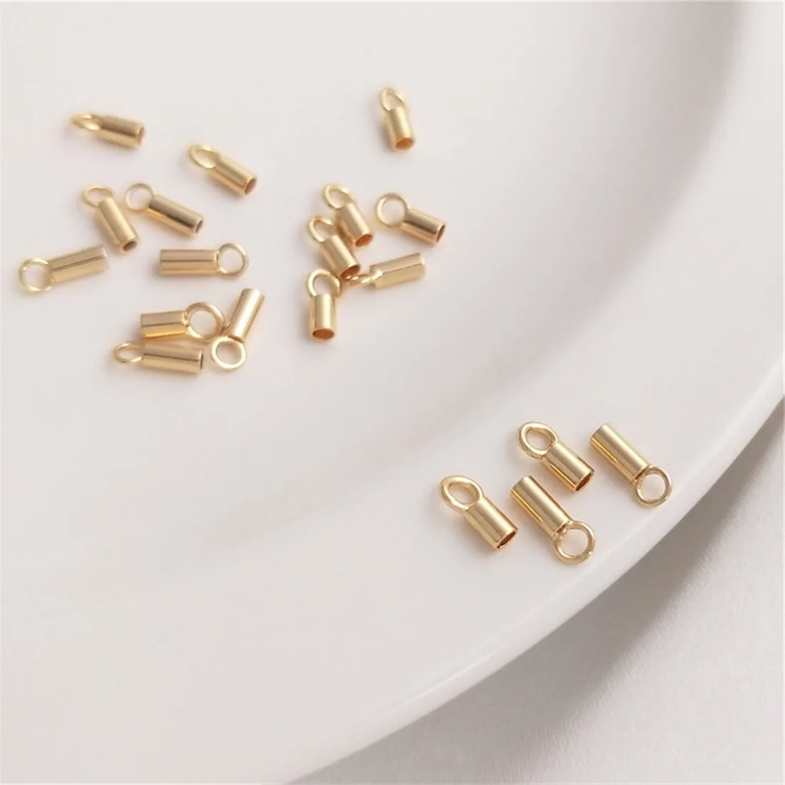 14K Wrapped Gold Chain Leather Rope Joint Sleeve Closing Buckle Positioning Tube Diy Manual Connection Accessories Material C043 3in1 4mm 10mm hole punch drill sleeve m14 steel woodworking punching positioning bushing dowelling jig drilling guide locator