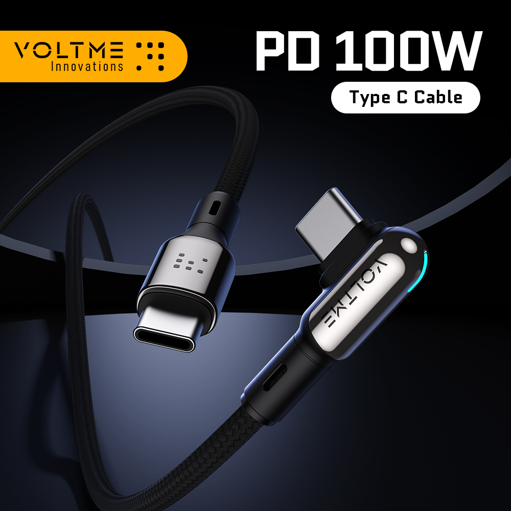 VOLTME 100W USB C To Type C Cable Fast Charging USB Charging Data Cable 90 Degree Angle Charging Cord Wire For iPhone 15 Samsung