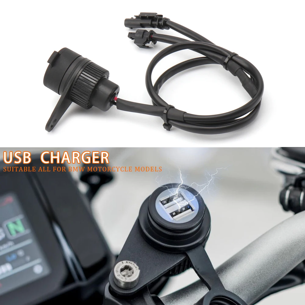 For BMW G310GS F650GS F750GS F700GS F850GS F800GS F900R C400X R18 Motorcycle Charger Adapter Power Supply Socket USB Dual Port motorcycle lights headlight for bmw f800gs f800r f700gs f650gs adventure motorcycles complete led projector headlight assembly