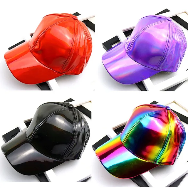 Laser Holographic Faux Leather Baseball Cap 2