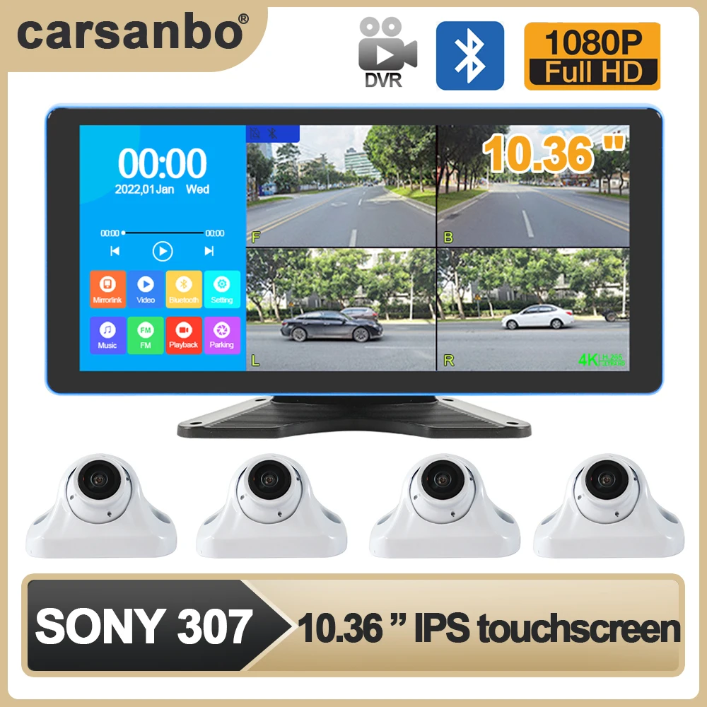 CarIPSTouchScreen1036MonitorSony307Lens4CHCarSurveillance
