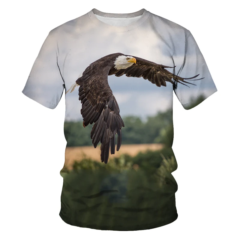 

Быстросохнущая Мужская футболка с принтом птицы добычи, модная одежда в стиле хип-хоп с 3D принтом, с коротким рукавом и воротником
