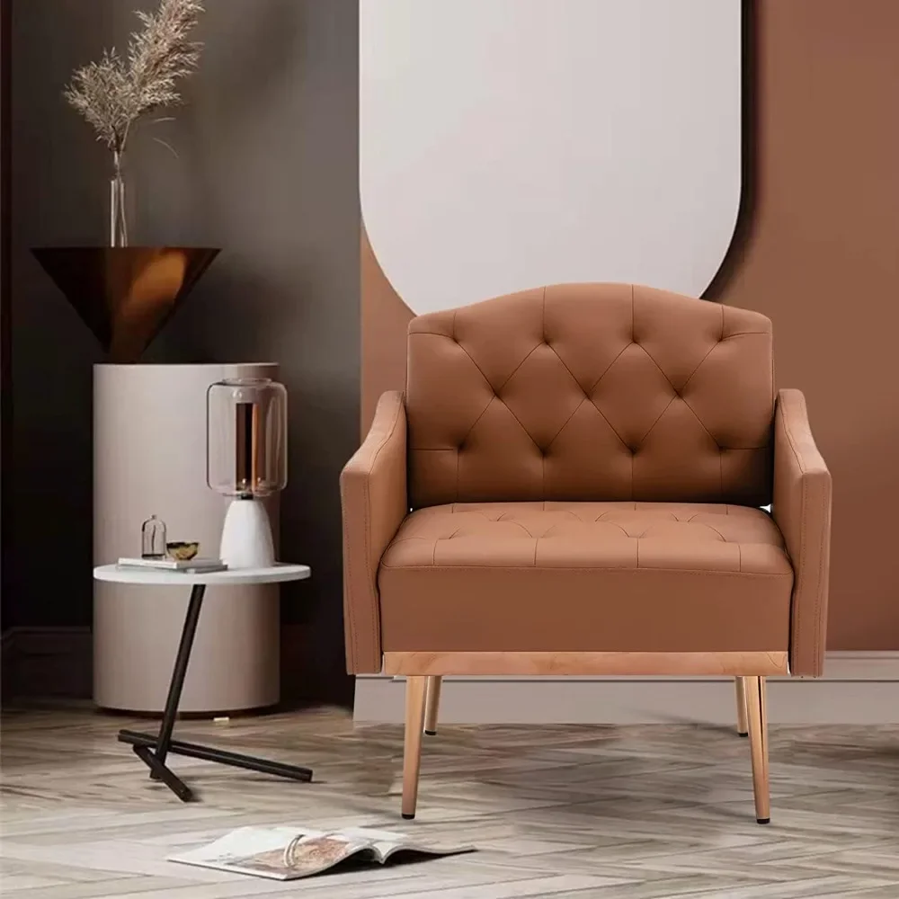 Faux Leather Accent Chair With Arms for Living Room 1-person Sofa Rocking Chair Adult Bar Stools Relax Armchair Daybed Bean Bag