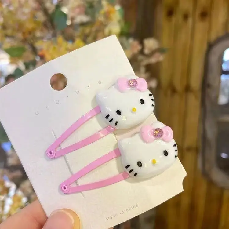 2pcs Hello Kitty Hair Clip Kawaii Cartoon BB Hair Clip Girl
